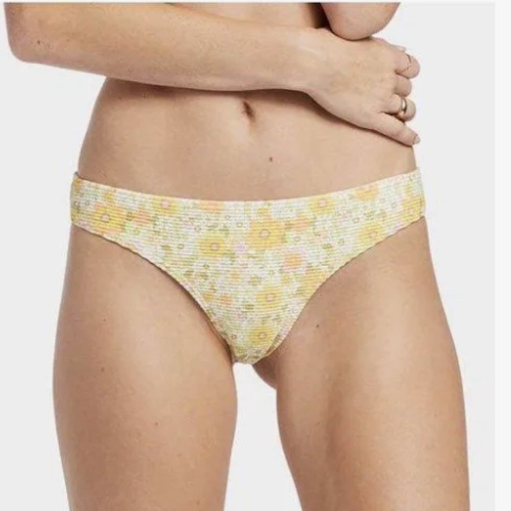Billabong Cocoa Cheeky Bikini Swim Bottom Yellow Green Pink Floral Print New